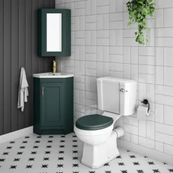Chatsworth Corner Mirror Cabinet Green -Modern Bath Shop cnrmcabgrn d2