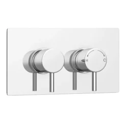 Cruze Twin Shower Valve Inc. Outlet Elbow, Handset & Ultra Thin Head With Vertical Arm -Modern Bath Shop crzpk002 d5
