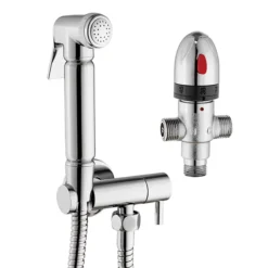 Cruze Modern Thermostatic Douche Shower Spray Kit With Shut Off Valve + Hose