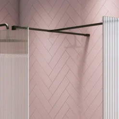 T-Piece For Arezzo Fluted Glass Wetroom Screens - Matt Black -Modern Bath Shop fgmbt d1