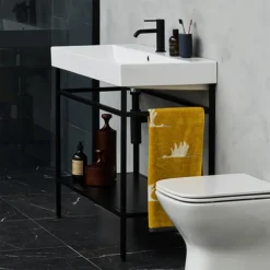 Britton Shoreditch Frame 600mm Basin & Black Wash Stand -Modern Bath Shop frame600 d1