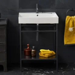 Britton Shoreditch Frame 600mm Basin & Black Wash Stand