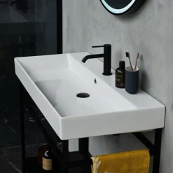 Britton Shoreditch Frame 700mm Basin & Black Wash Stand -Modern Bath Shop frame700 d1