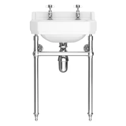 Keswick Traditional 560mm Basin & Chrome Wash Stand -Modern Bath Shop keswicktraditionalbasinchromewashstand560mmwidenewdetail1