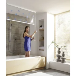 Kleine Wolke - Vinyl Grey Squares Shower Roller Blind W1340 X H2400mm (Parts A+B) -Modern Bath Shop kleinewolkevinylbluesquaresshowerrollerblindw1340xh2400mmd1