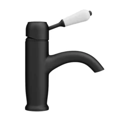 Lancaster Traditional Matt Black Single Lever Mono Basin Mixer Tap -Modern Bath Shop lmb5td4