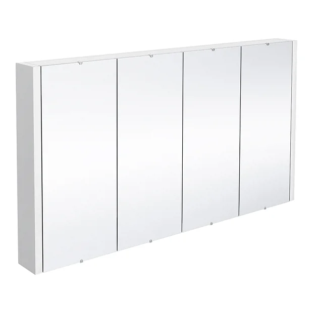 Nuie 1200 Gloss White Minimalist 4-Door Mirror Cabinet 2 Nuie 1200 Gloss White Minimalist 4-Door Mirror Cabinet - Image 2