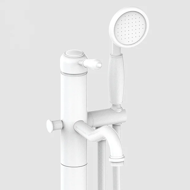 Lancaster Traditional Matt White Single Lever Freestanding Bath Shower Mixer 1 Lancaster Traditional Matt White Single Lever Freestanding Bath Shower Mixer
