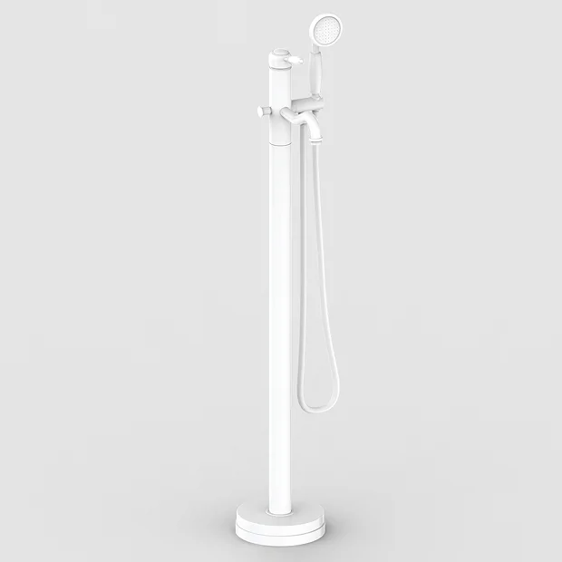 Lancaster Traditional Matt White Single Lever Freestanding Bath Shower Mixer 2 Lancaster Traditional Matt White Single Lever Freestanding Bath Shower Mixer - Image 2