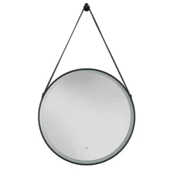 Heritage Amberley Black 800mm Illuminated Circular Mirror With Demister Pad