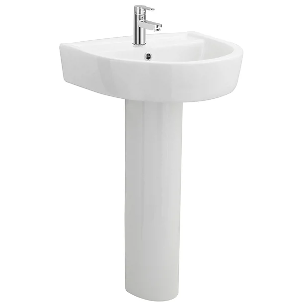 Marino 520mm Round Basin 1TH With Full Pedestal 2 Marino 520mm Round Basin 1TH With Full Pedestal - Image 2