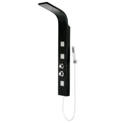 Maverick Tower Shower Panel (Thermostatic) - Black -Modern Bath Shop mavericktowershowerpanelthermostaticblackndetail