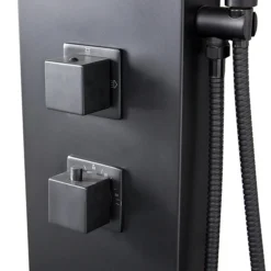 Milan Shower Tower Panel - Matt Black (Thermostatic) -Modern Bath Shop mb3bsp d4