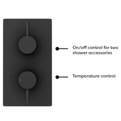 Arezzo Matt Black Round Thermostatic Shower Pack With Head + Handset