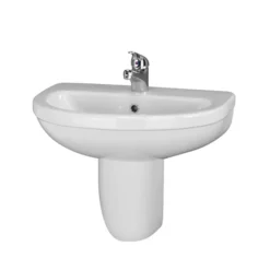 Milton 550 X 445 Wall Hung Basin With Semi Pedestal (1 Tap Hole) -Modern Bath Shop mc5sp1th d1