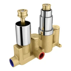 Milan Twin Concealed Shower Valve Inc. Ultra Thin 300 X 300mm Head + Vertical Arm -Modern Bath Shop milpk001 n d2