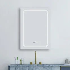 Toreno 500x700mm LED Illuminated Mirror Inc. Anti-Fog, Digital Clock & Touch Sensor -Modern Bath Shop mir020 d3n