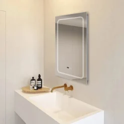 Toreno 500x700mm LED Illuminated Mirror Inc. Anti-Fog, Digital Clock & Touch Sensor -Modern Bath Shop mir020 d4n