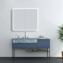 Toreno 700 X 800mm LED Illuminated 2-Door Mirror Cabinet With Motion Sensor, Shaving Socket & Anti-Fog -Modern Bath Shop mir402 d3