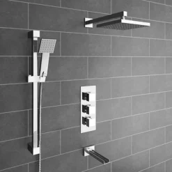 Milan Triple Square Concealed Thermostatic Shower Valve With Diverter - Chrome -Modern Bath Shop misvcd02 n d4