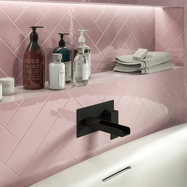 Monza Matt Black Waterfall Wall Mounted Bath Filler 1 Monza Matt Black Waterfall Wall Mounted Bath Filler