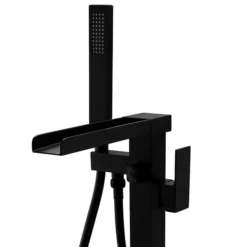 Monza Matt Black Waterfall Floor Mounted Freestanding Bath Shower Mixer