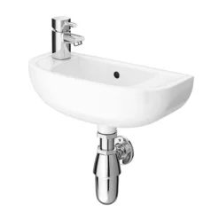 Nile Compact 455 X 205mmm Wall Hung Cloakroom Basin -Modern Bath Shop nil455 d1