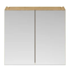 Brooklyn 800mm Natural Oak Bathroom Mirror Cabinet - 2 Door -Modern Bath Shop off319 d2