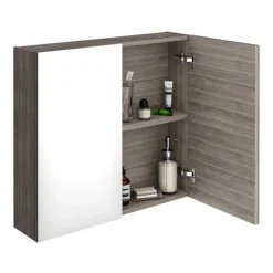 Brooklyn 800mm Grey Avola Bathroom Mirror Cabinet - 2 Door -Modern Bath Shop off519 d4