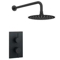 Arezzo Matt Black Round Shower Package With Concealed Valve + Head -Modern Bath Shop rd2blkpk n d1