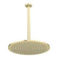 Arezzo Brushed Brass Twin Concealed Shower Valve Inc. 300mm Head + Ceiling Mounted Arm -Modern Bath Shop rd3bbpkcm d5