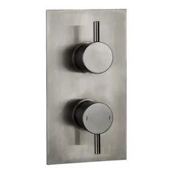 Arezzo Gunmetal Grey Round Thermostatic Shower Pack With Head + Handset -Modern Bath Shop rd4gmpk d2