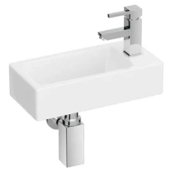 Rondo Wall Hung Small Cloakroom Basin 1TH - 365 X 180mm -Modern Bath Shop rondowallhungsmallcloakroombasin1th365x185mmd3