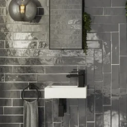 Rondo Wall Hung Small Cloakroom Basin 1TH - 365 X 180mm -Modern Bath Shop rwhscb n d1