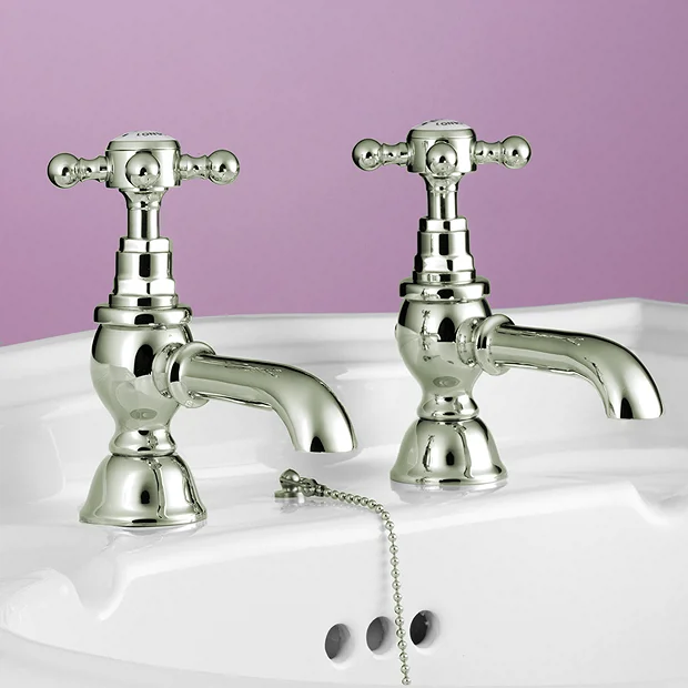 Silverdale Victorian Basin Pillar Taps Nickel 1 Silverdale Victorian Basin Pillar Taps Nickel