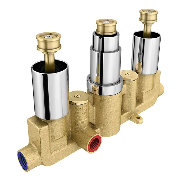 Modern Square Triple Shower Valve, Ceiling Mounted Square Shower Head & 6 Body Jets 5 Modern Square Triple Shower Valve, Ceiling Mounted Square Shower Head & 6 Body Jets - Image 5