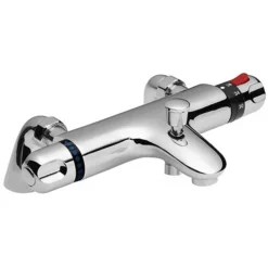 Modern Chrome Thermostatic Bath Shower Mixer Tap + Slider Shower Rail Kit