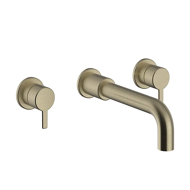 Heritage Dartmouth 3 Taphole Wall Mounted Basin Mixer - Brushed Brass 1 Heritage Dartmouth 3 Taphole Wall Mounted Basin Mixer - Brushed Brass