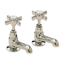 Heritage - Dawlish Short Nose Basin Pillar Taps - Vintage Gold