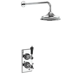 Burlington Trent Black Thermostatic Concealed Single Outlet Shower Valve With 6" Fixed Head