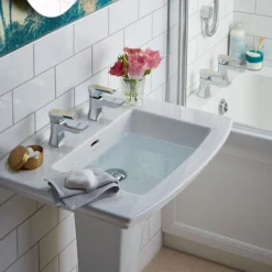 Heritage Lymington Lace Gold Basin Pillar Taps