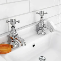 Chatsworth 1928 Traditional 3 Inch Spout Crosshead Pillar Basin Taps