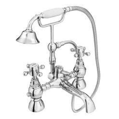 Chatsworth 1928 Traditional Bath Shower Mixer Tap With Adjustable Shrouds For Roll Top Baths -Modern Bath Shop trad03dstpws01 d1