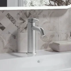 Crosswater 3ONE6 Stainless Steel Mono Basin Mixer Tap -Modern Bath Shop ts110dns d1