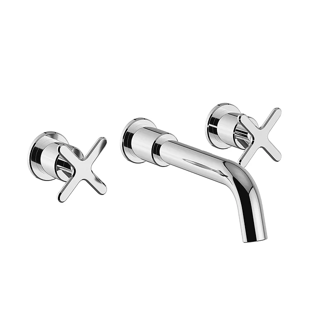 Heritage Salcombe 3 Taphole Wall Mounted Basin Mixer - Chrome 1 Heritage Salcombe 3 Taphole Wall Mounted Basin Mixer - Chrome