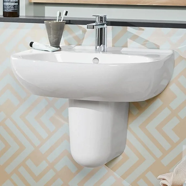 Villeroy & Boch Villeroy And Boch O.novo 1TH Basin + Semi Pedestal 2 Villeroy & Boch Villeroy And Boch O.novo 1TH Basin + Semi Pedestal - Image 2