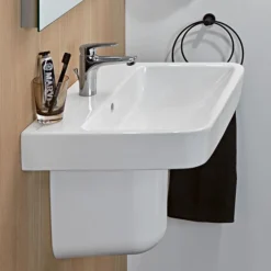 Villeroy & Boch Villeroy And Boch O.novo Square 1TH Washbasin + Semi Pedestal -Modern Bath Shop vbnvs55bassp d2