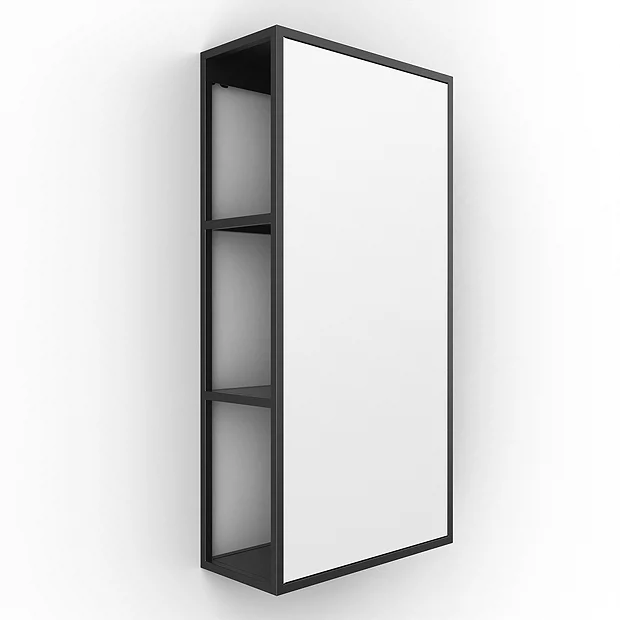 Venice Black 300 X 600mm Mirror With Open Shelves 2 Venice Black 300 X 600mm Mirror With Open Shelves - Image 2