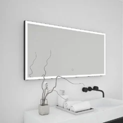 Venice Black 1000 X 700mm LED Illuminated Mirror With Demister Pad -Modern Bath Shop vnledbla d1