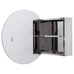 Croydex Severn Circular Door Mirror Cabinet - Stainless Steel -Modern Bath Shop wc836005 n d1